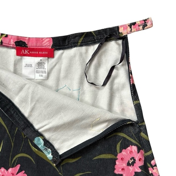 AK Anne Klein Floral Multicolor Sequin Corduroy A-Line Cotton Skirt Size 4 - Picture 6 of 10